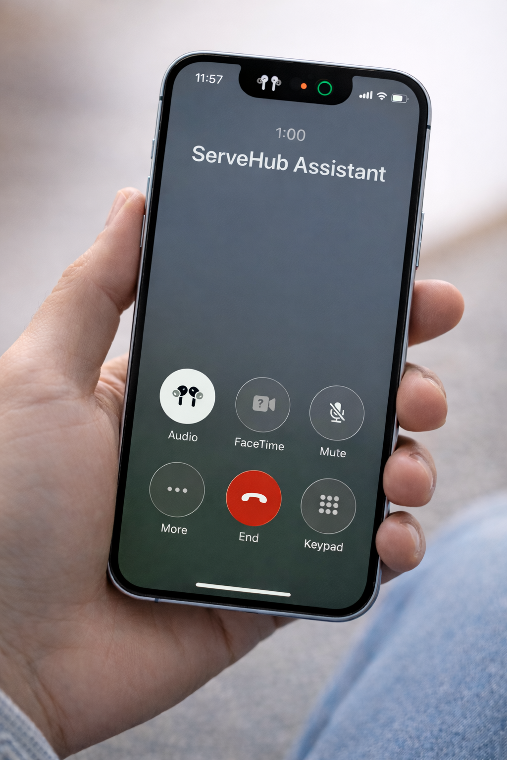 ServeHub AI Assistant answering a customer call